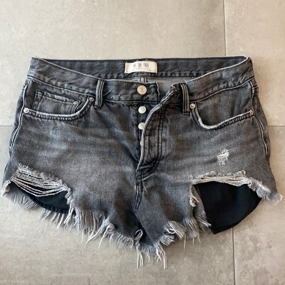 We The Free by Free People black distressed shorts